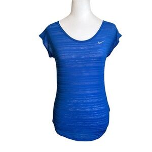 NIKE Women's Dri-FIT Touch Run Breeze Short Sleeve Top Blue Size XS